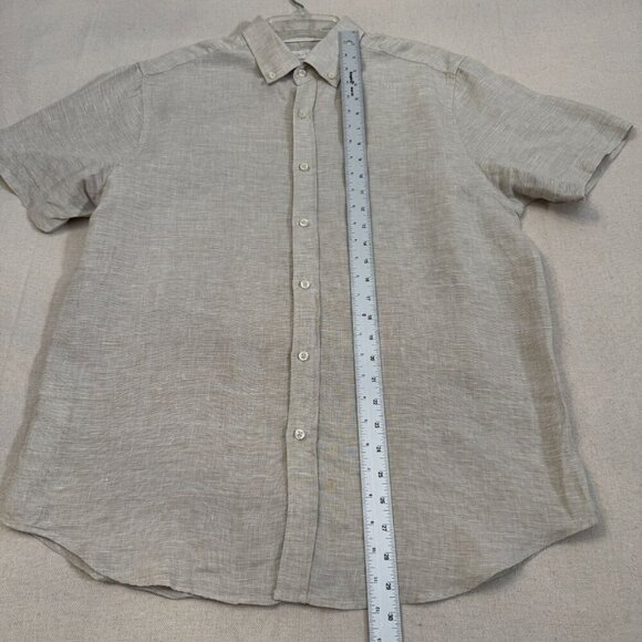 Porter & Ash Beige 100% Linen Button-Up Short Sleeve Shirt XL - Picture 4 of 8